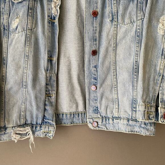 Zara sz S distressed‎ oversized jean jacket - Picture 2 of 7
